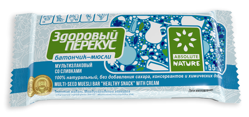 Батонч.мюсли "Здоров.перекус" 55г со сливками (Р) (ПТ)