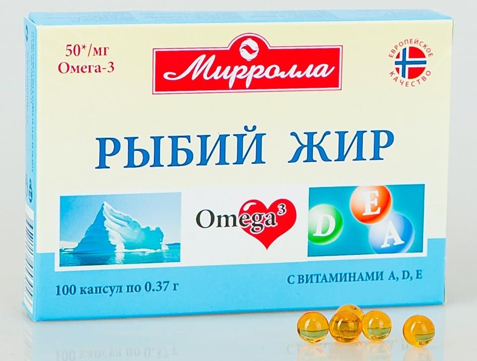 Рыбий жир Миррола с вит.А.Д.Е.капс.N100 (Р) (ПТ)