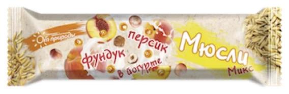 Батонч.мюсли фундук-персик в йогурте 25г на фрукт.«От природы» (Р) (ПТ)